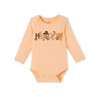 Custom Fall Doodle Name Bamboo Baby Bodysuit