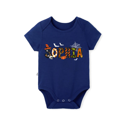 Custom Halloween Name Doodle Bamboo Baby Bodysuit
