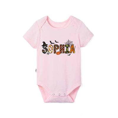 Custom Halloween Name Doodle Bamboo Baby Bodysuit