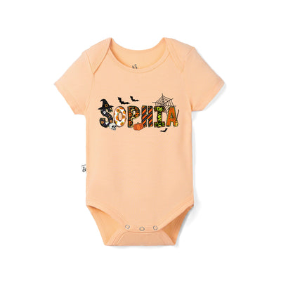 Custom Halloween Name Doodle Bamboo Baby Bodysuit
