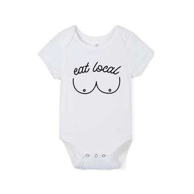 'Eat Local' Funny Bamboo Baby Onesie