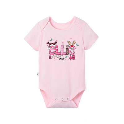 Custom Christmas Doodle Name Baby Bamboo Bodysuit