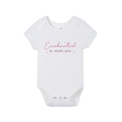 Enchanted To Meet You Embroidered Bamboo Baby Bodysuit