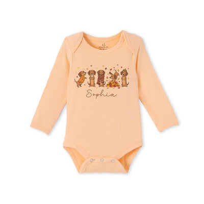 Custom Name "Fall Dachshunds" Bamboo Baby Bodysuit