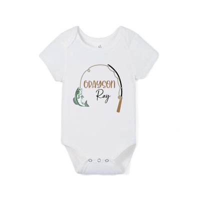 Custom Fishing Rod Name Bamboo Baby Onesie