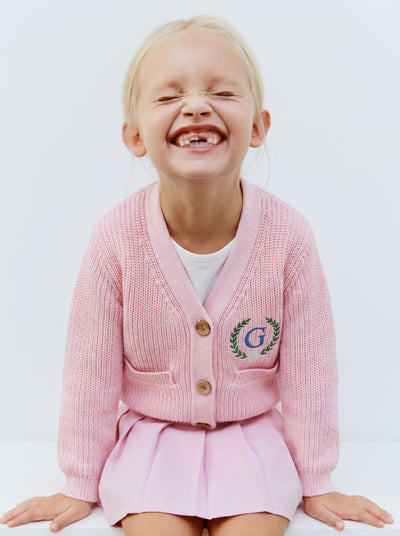 Embroidered Initial Golf Baby Cardigan
