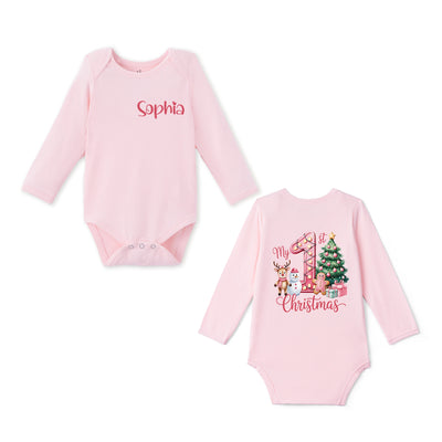 Custom Name My 1st Christmas Bamboo Baby Bodysuit