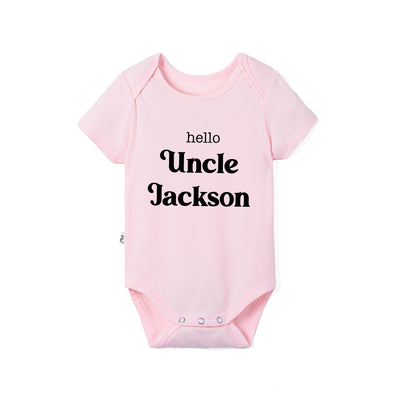 Custom Hello Uncle Name Bamboo Bodysuit