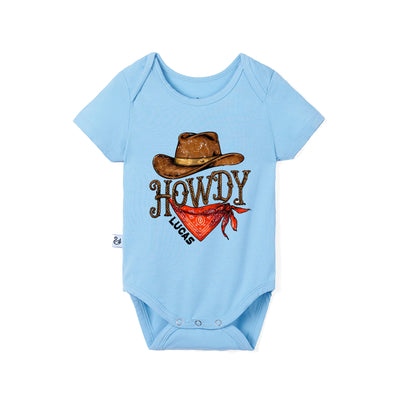 Custom Name Howdy Bamboo Baby Onesie