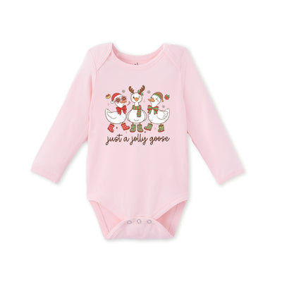 Just A Jolly Goose Christmas Bamboo Baby Onesie