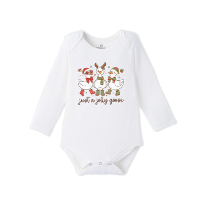 Just A Jolly Goose Christmas Bamboo Baby Onesie