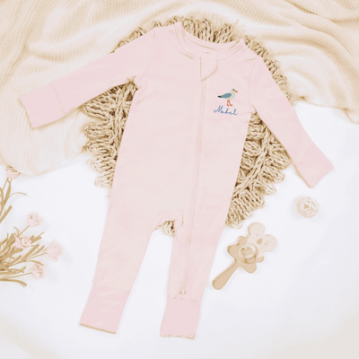 Embroidered Seagull Baby Bamboo Pajamas - SwaddleAn