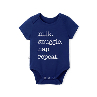 'Milk Snuggle Nap Repeat' Bamboo Baby Bodysuit