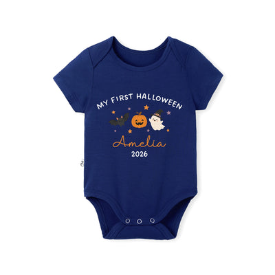 Custom My First Halloween Name Bamboo Baby Bodysuit