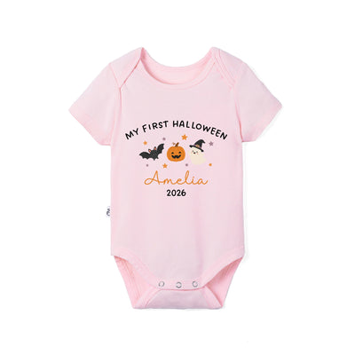 Custom My First Halloween Name Bamboo Baby Bodysuit