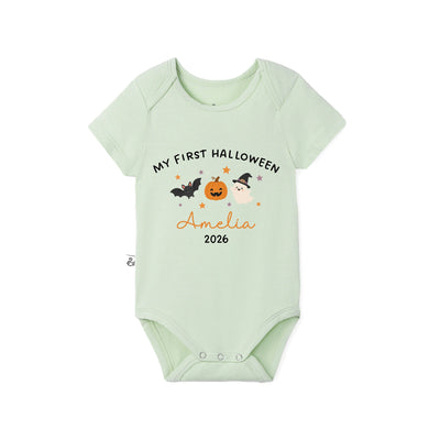 Custom My First Halloween Name Bamboo Baby Bodysuit