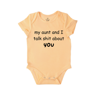 'My aunt and I talk shit about you' Bodysuit | Funny Baby Onesie SwaddleAn