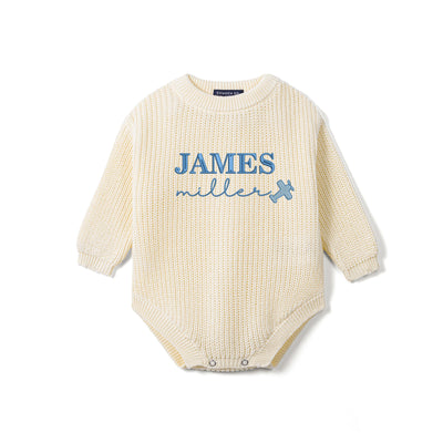 Custom Name Embroidered Flight Baby Knit Romper