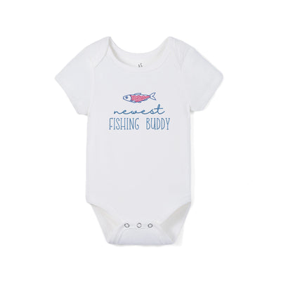 Embroidered Newest Fishing Buddy Bamboo Onesie