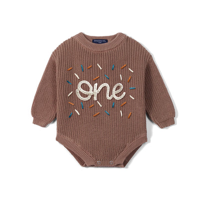 Custom One Birthday Hand Embroidered Baby Romper