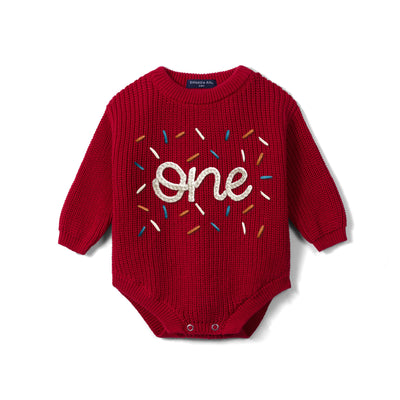 Custom One Birthday Hand Embroidered Baby Romper