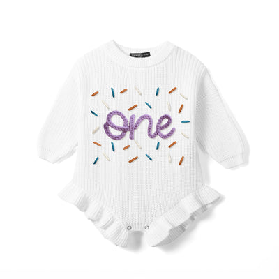 Custom One Birthday Hand Embroidered Baby Romper