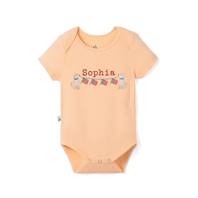 Custom Golden Retriever USA Flag Embroidered Bamboo Baby Bodysuit