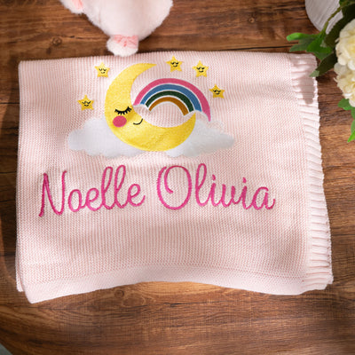 Personalized Moon & Stars Baby Blanket - SwaddleAn