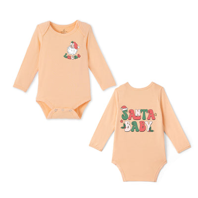 Custom Name Retro Santa Baby Bamboo Baby Bodysuit