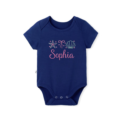 Custom Sea Creatures Embroidered Bamboo Baby Bodysuit