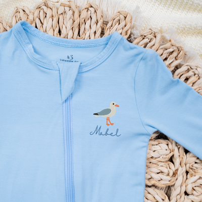 Embroidered Seagull Baby Bamboo Pajamas - SwaddleAn