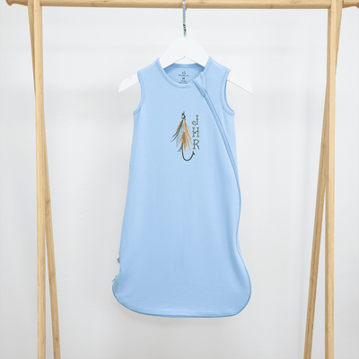 Personalized Fly Fishing Sleep Sack for a Little Angler's Dreams SwaddleAn