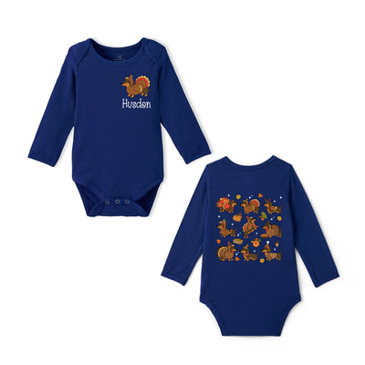 Custom Dachshund Thanksgiving Name Bamboo Baby Bodysuit