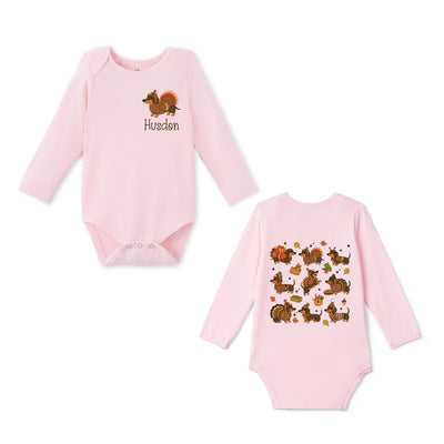 Custom Dachshund Thanksgiving Name Bamboo Baby Bodysuit