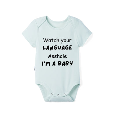 'Watch Your Language' Funny Bamboo Baby Bodysuit