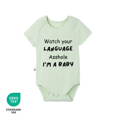 'Watch Your Language' Funny Bamboo Baby Bodysuit