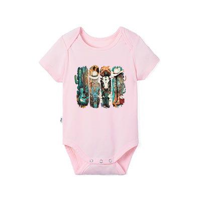 Western Cowprint & Boots Western Baby Bamboo Onesie