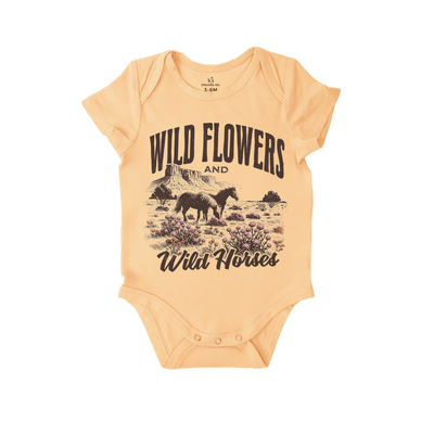'Wild Horses Wildflowers' Western Bodysuit SwaddleAn